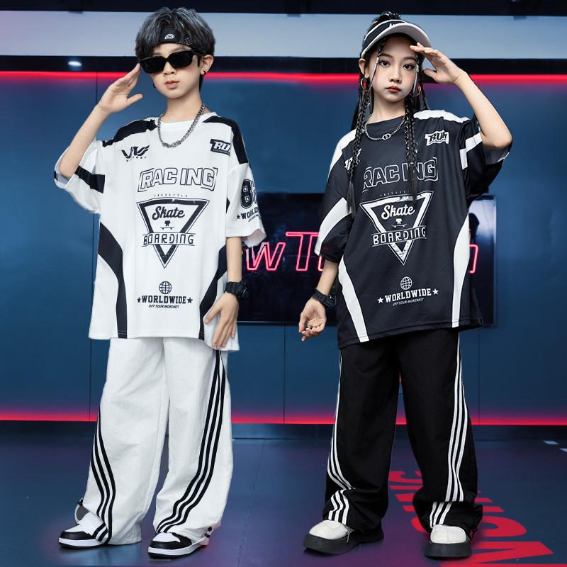 Dzieci Sceniczny Bęben Hip-hop Pokaz na Wybiegu Kostium Występny Chłopcy Dziewczynki Taniec Uliczny Jazz Odzież Uliczna T-shirt Spodnie Zestaw Ubrań