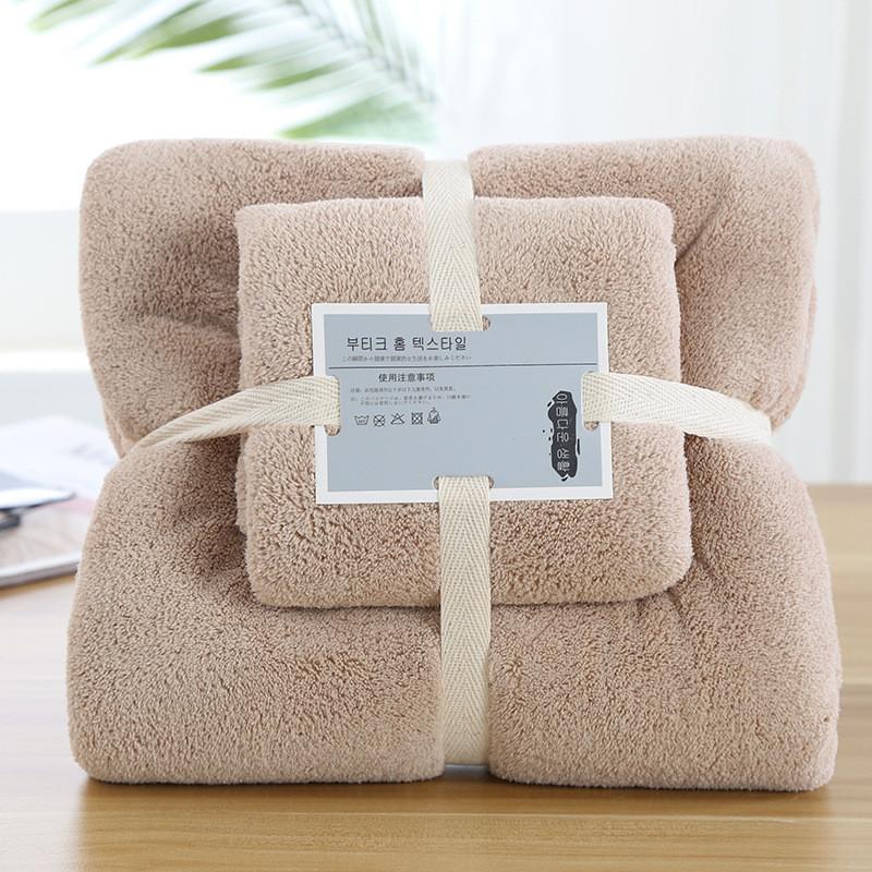Coral Fleece Towel Set With Embroidery Gift Bath Wrap For Spa Home Use