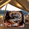 1pc Tiger Flame Design Print Outdoor Blanket, Lightweight Polyester,