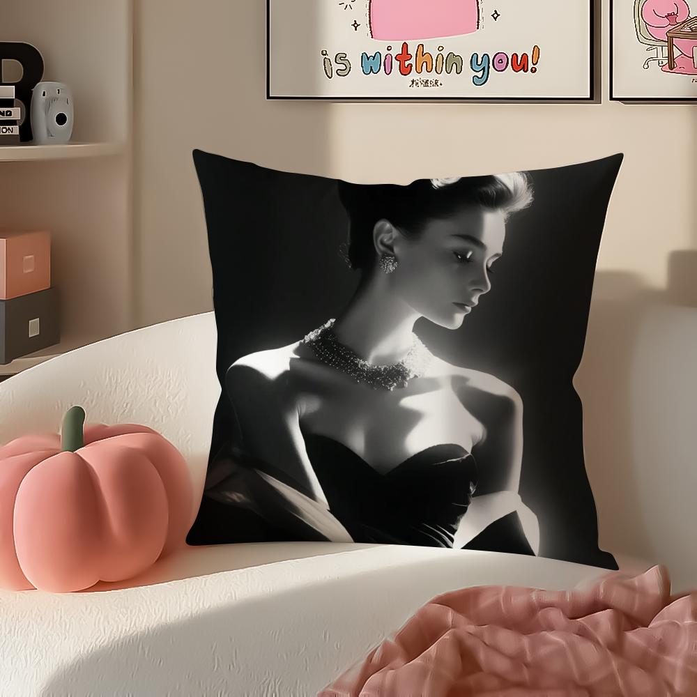 AAudrey Hepburn Cushion Cover Pillowcase Short Plush Invisible Zipper Room Sofa Cushion Cover