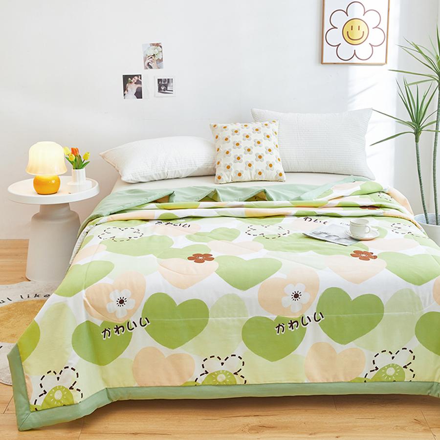 Class A Washed Cotton Summer Quilt Can Be Machine Washable Printed Air Conditioning Quilt Soft Waxy Thin Double Cover Blanket