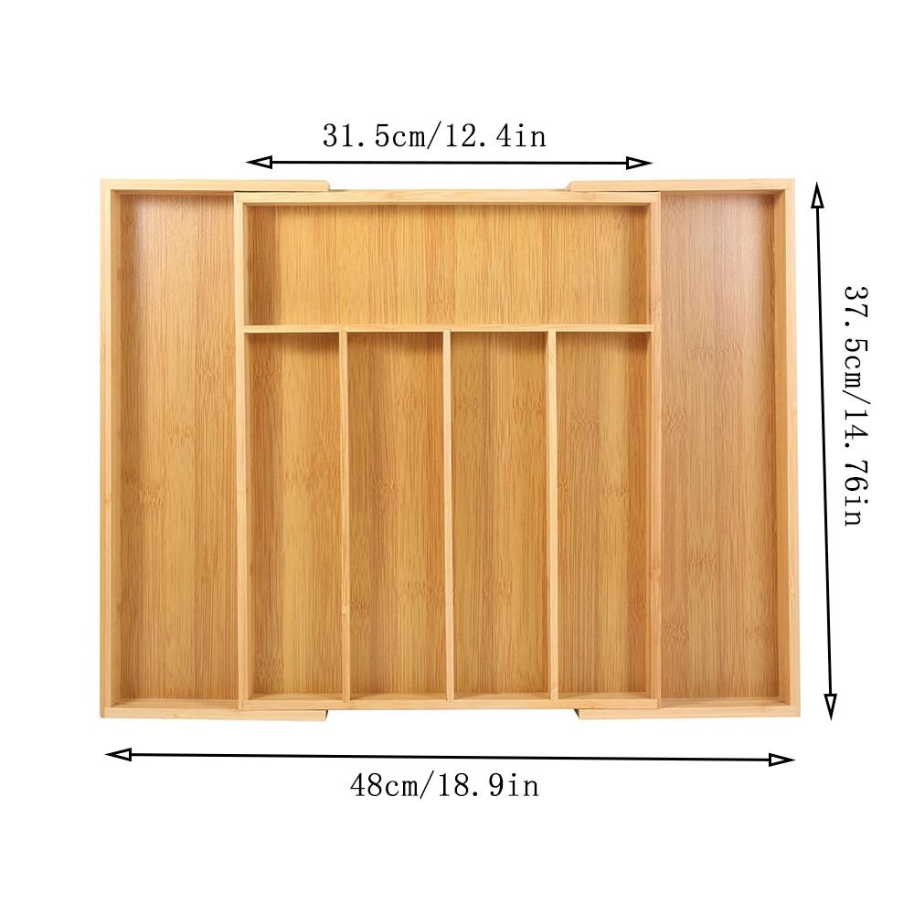Bambusowy Organizer do Szuflady na Przybory Rozszerzalny Rowkowany Wkład na Sztućce Przegródki do Szuflad Szafek Sztućce