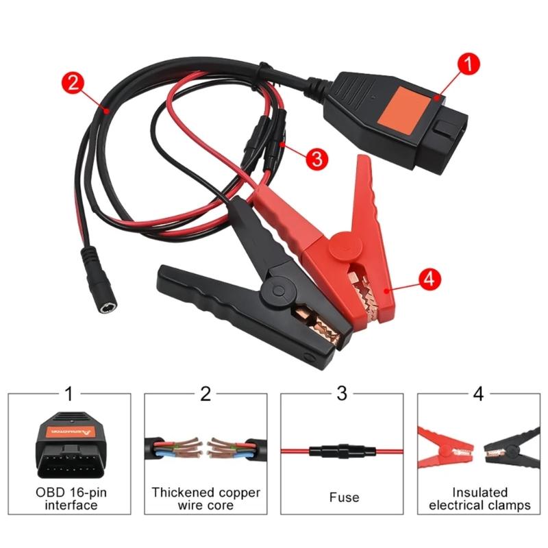 Emergency Power Supply OBD2 Connector Battery Clip For Quick Car Battery Jump Start And Safe Charging