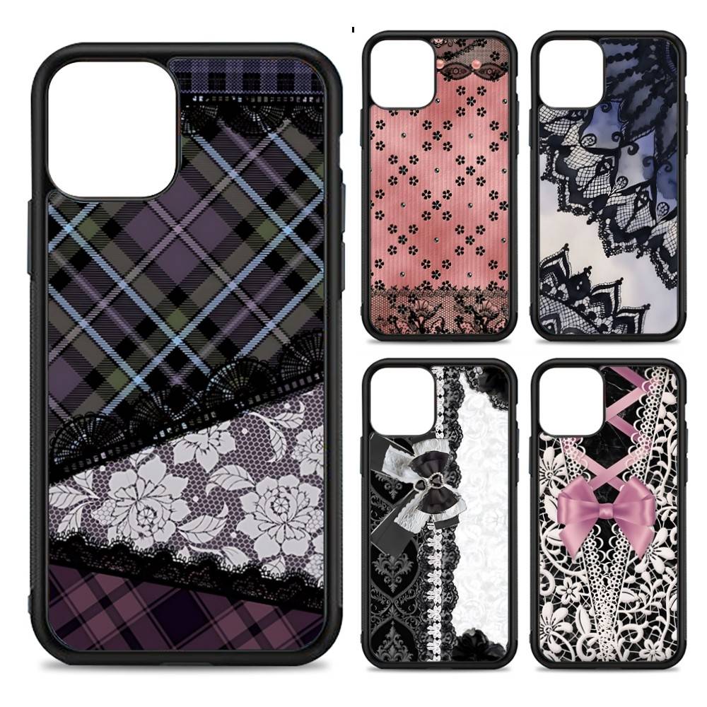 Lace Pattern For IPhone 11 12 13 14 15 16 17 Pro Max Plus TPU+PC Shockproof Back Phone Cases