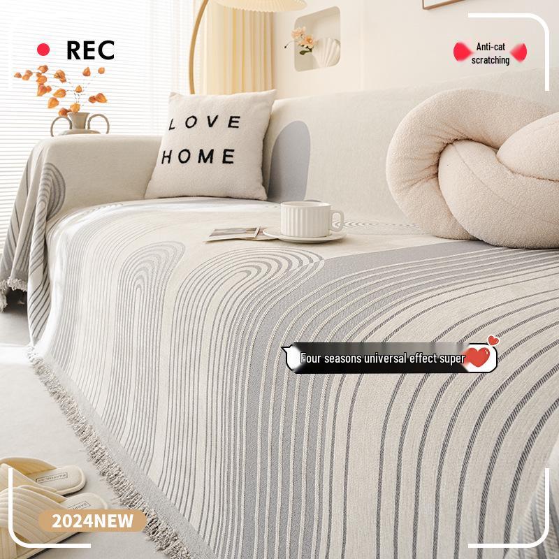 

Universal Four Seasons Anti-Scratch Chenille Sofa Cover - Dustproof & All-Inclusive Design 130cm зелений