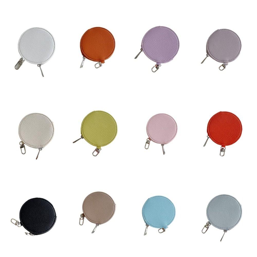 PU Leather PU Leather Coin Purse Zipper Small Storage Bag Kawaii Round Wallet  Outdoor