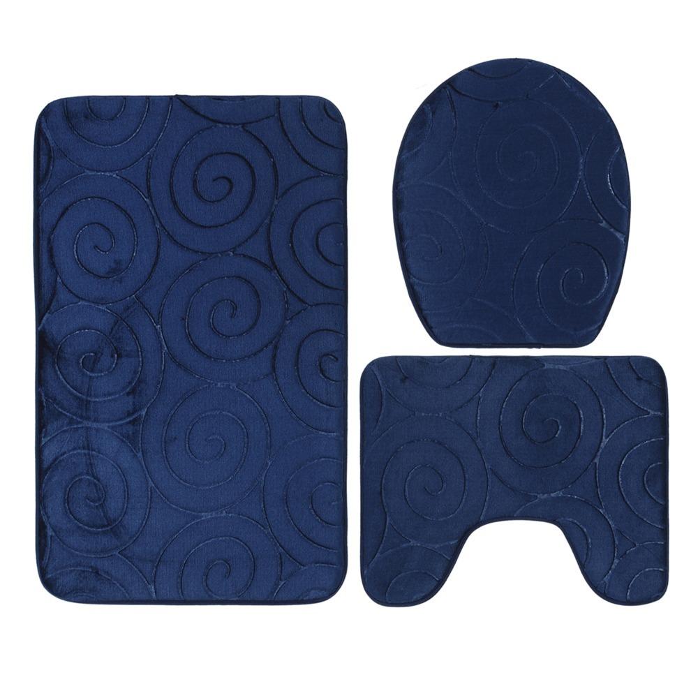 3 PCS Polyester Fiber Bathroom Mat Set Memory Foam Colorful Bath Carpets Set Absorbent Non-Slip Bathroom Floor Mat