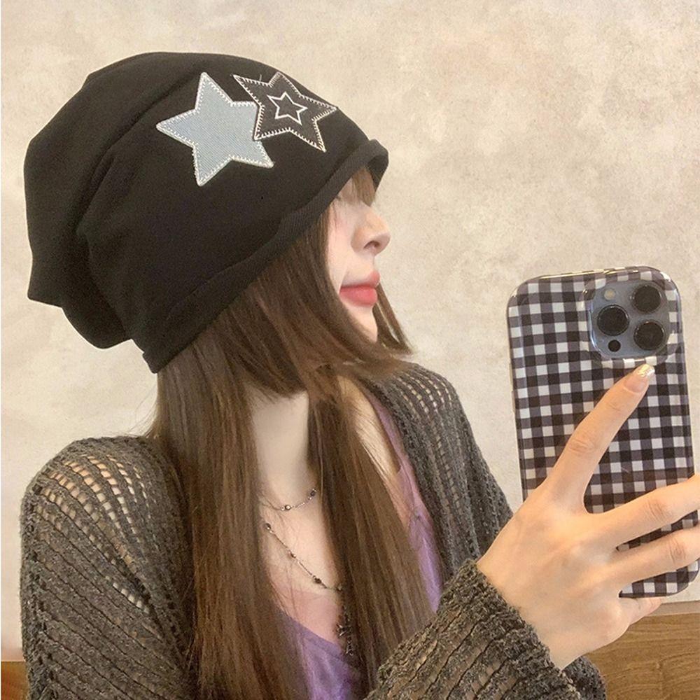 

Lightweight Star Skullies Beanies Embroidery Pullover Cap Fashion Female/Male чёрный