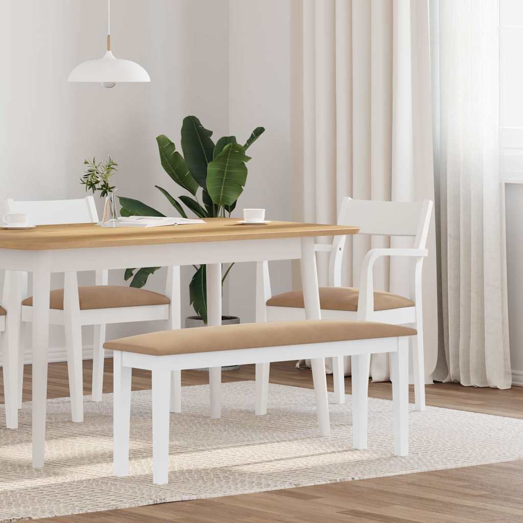 vidaXL Bank 110 cm Weiß Massivholz Gummibaum weiß