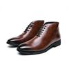 Size 38-48 Retro Men Ankle Boots Black Brown High Quality Printed Block Leather Shoes Business Office Fashion Brand Boots Men