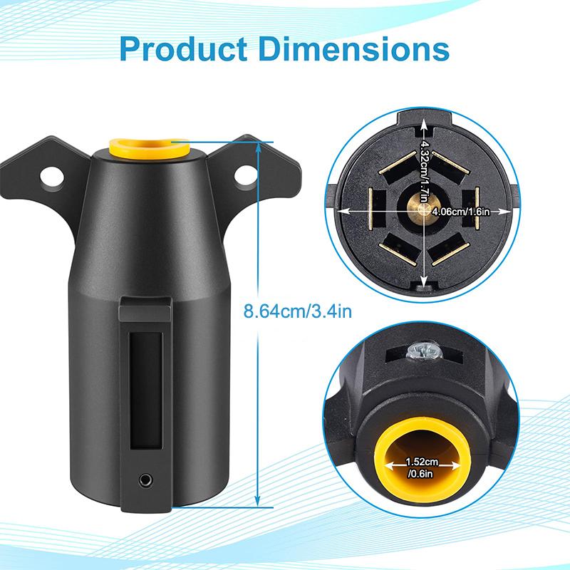 Prese per Rimorchio a 7 Pin Premium, Spine per Rimorchio a 7 Pin Premium con Terminali in Ottone Integrati, Spina per Luci Rimorchio a 7 Vie Robusta