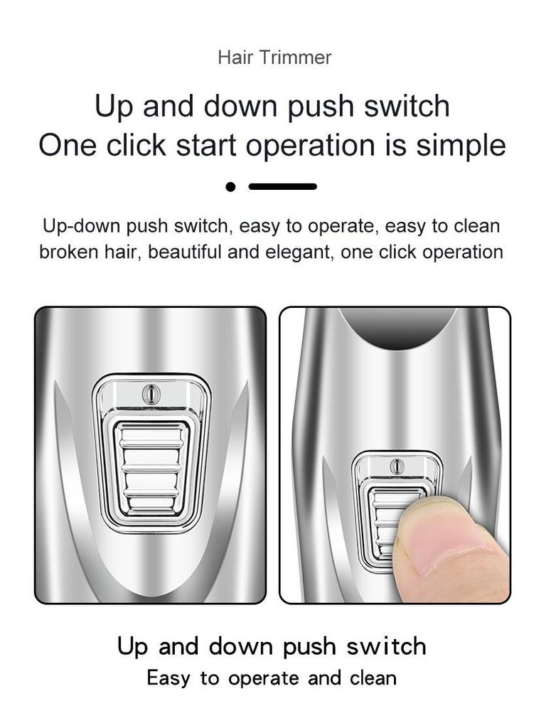 Slicked Back Digital Hair Clipper: Fast-Charging, LCD Display, Compact Stainless Steel Electric Trimmer