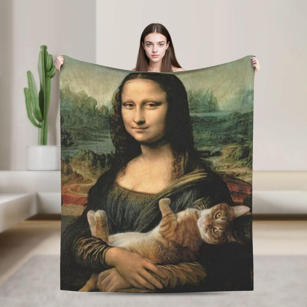 Funny Toilet Paper Mona Lisa Blankets Spring  Warm Cozy Bedding Throws For Adults Living Room Flannel Bedspread Bed Cover