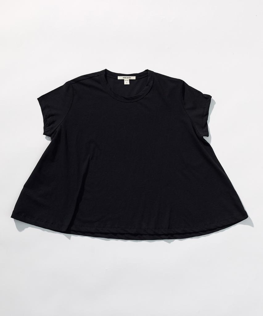 SHINE ON YOU Cotton A-Line Half Tee_ Black