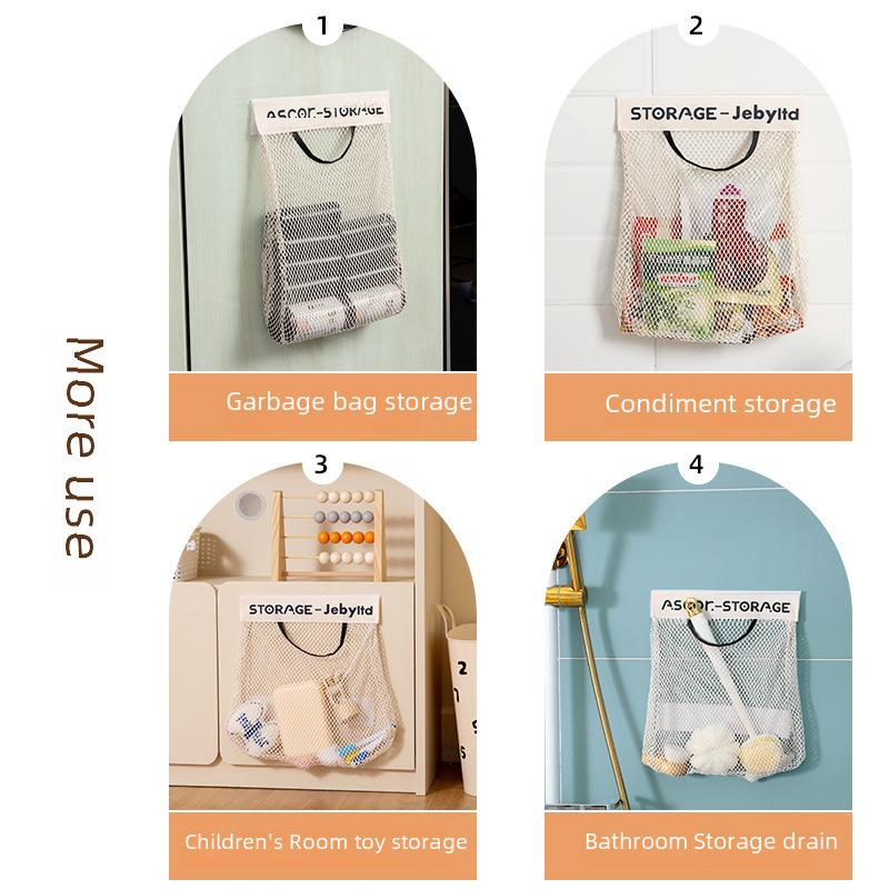 Wall Mounted Grocery Bag Storage Organizer, Kitchen Hanging Storage Bag Dispenser, Mesh Produce Bag Holder for Pantry Door