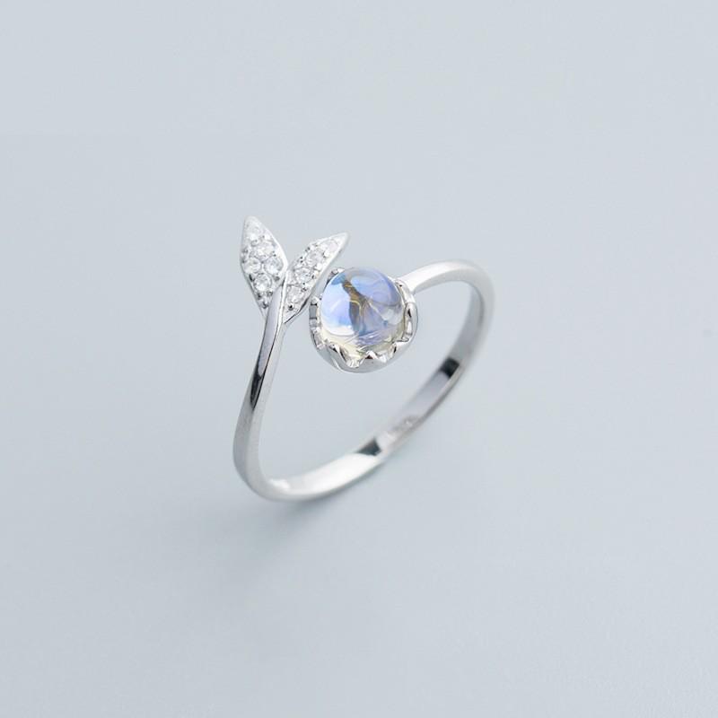 Korean Style Mermaid Tears Moonstone Zircon Ring – Women's Fashionable Inlaid Diamond Design