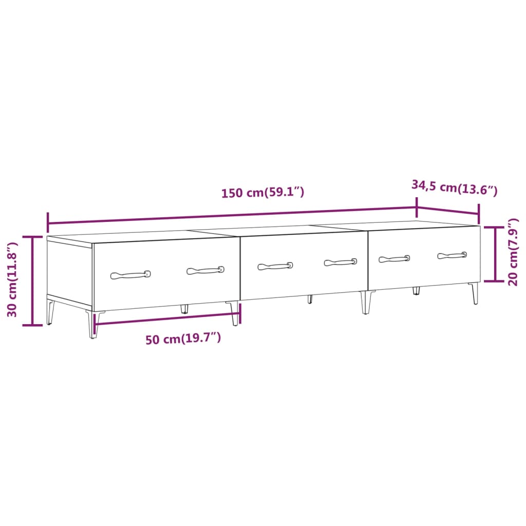 TV Stand Concrete Grey 150 x 34.5 x 30 cm Engineered Wood