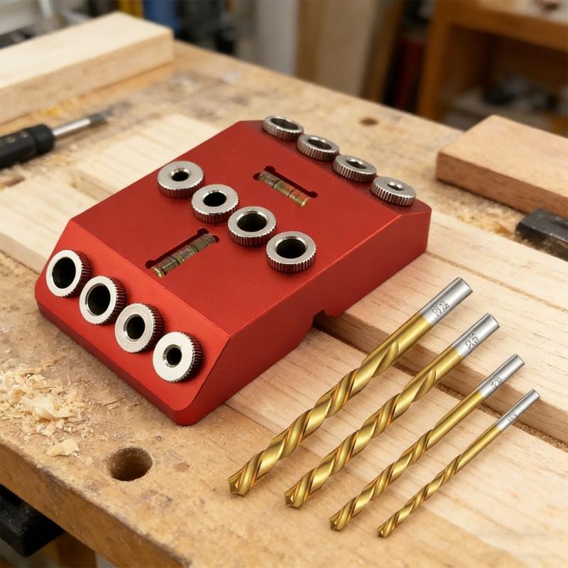 Professional Woodworking Drill Guide highlighting Fixed 30 45 90 Degree Positions For Exact Hole Placement On track Components
