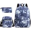 3 Piece School Backpack Set for Students Large Capacity Oxford Cloth Schoolbag with Shoulder Strap and Pencil Case