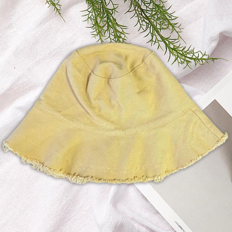 Rough Edge Bucket Hat Women's Summer Visor Casual Hat Edging Basin Hat Foldable Washable