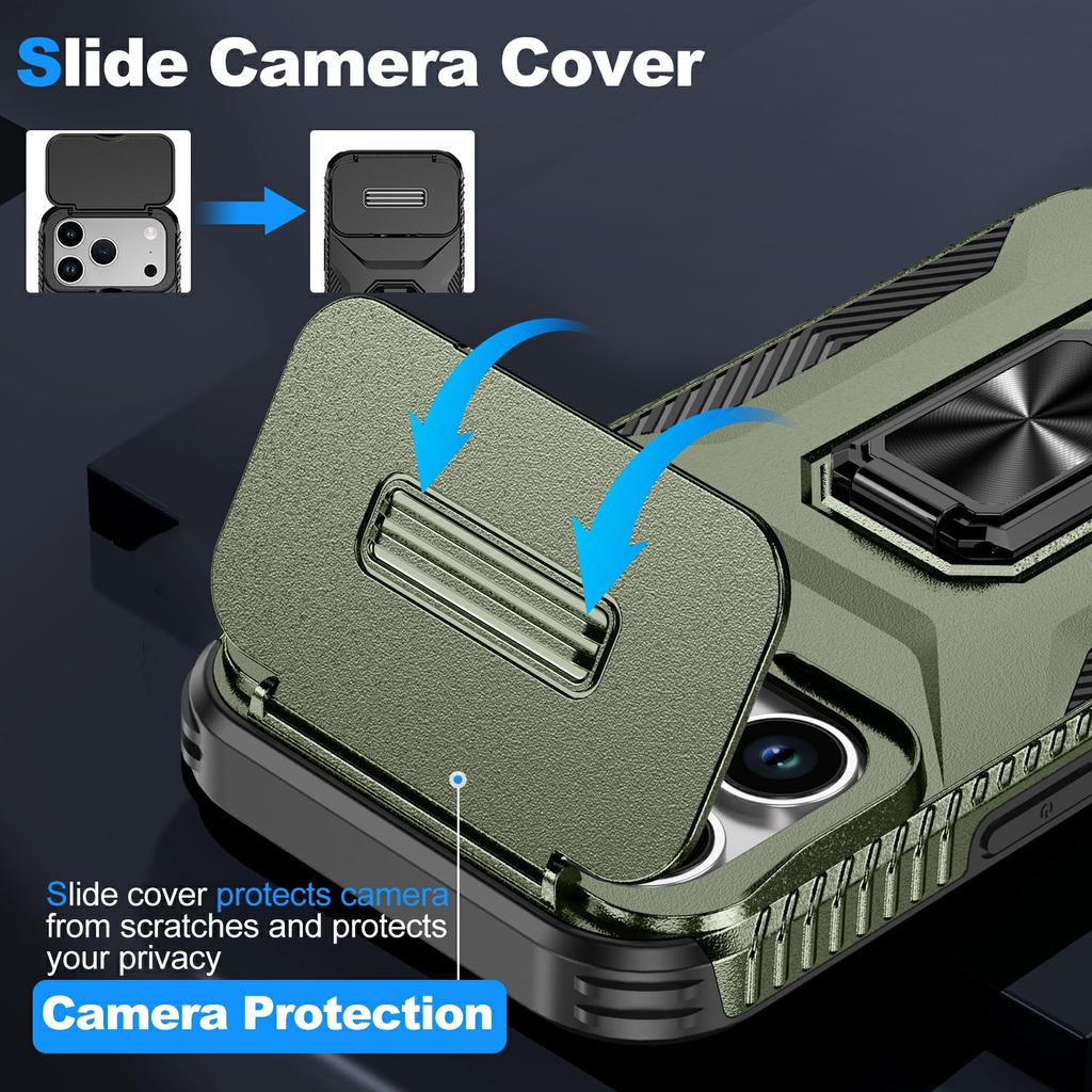 For iPhone 17 Pro Case Camshield Kickstand TPU + PC Anti-Slip Phone Cover