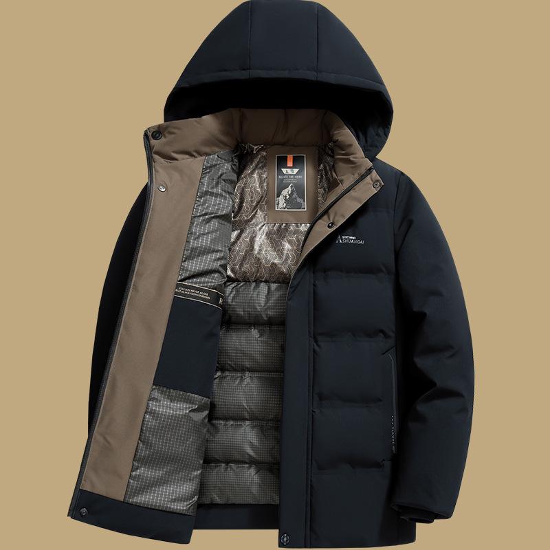 

LOMON Men s Thickened Down Cotton Jacket - Warm Autumn/Winter Outerwear 3XL (fits 135-150 jin) темно-синього кольору
