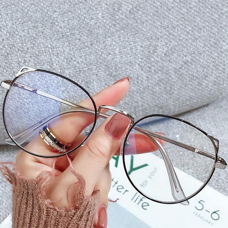 Óculos anti-luz azul simples óculos femininos miopia proteção ocular masculino espelho plano elegante armação fina óculos sem graus