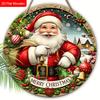 2D Flat 1pc Christmas “Santa Claus with A Bag” Logo Wooden Sign Decoration, Front Door Wall Decoration, Suitable for Home Offices, Garden Courtyards