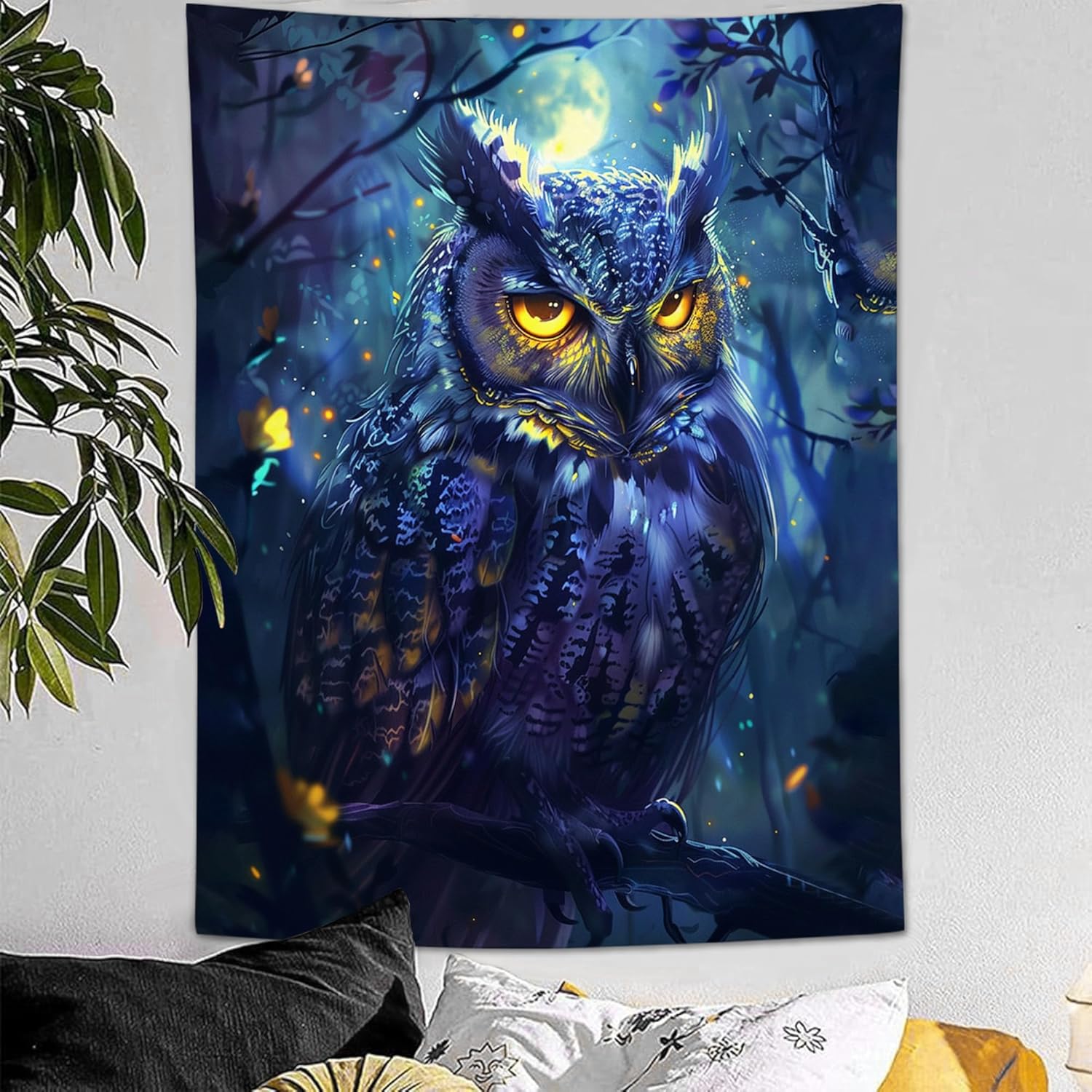 

Jerkboo owl tapestry for bedroom wall 75x100 чорний
