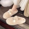 Internet Celebrity Mao Mao Slippers Women's Shoes 2025 Autumn and Winter New Wear Lazy Flat Bottom One Pedal Bag Head Cotton Slippers