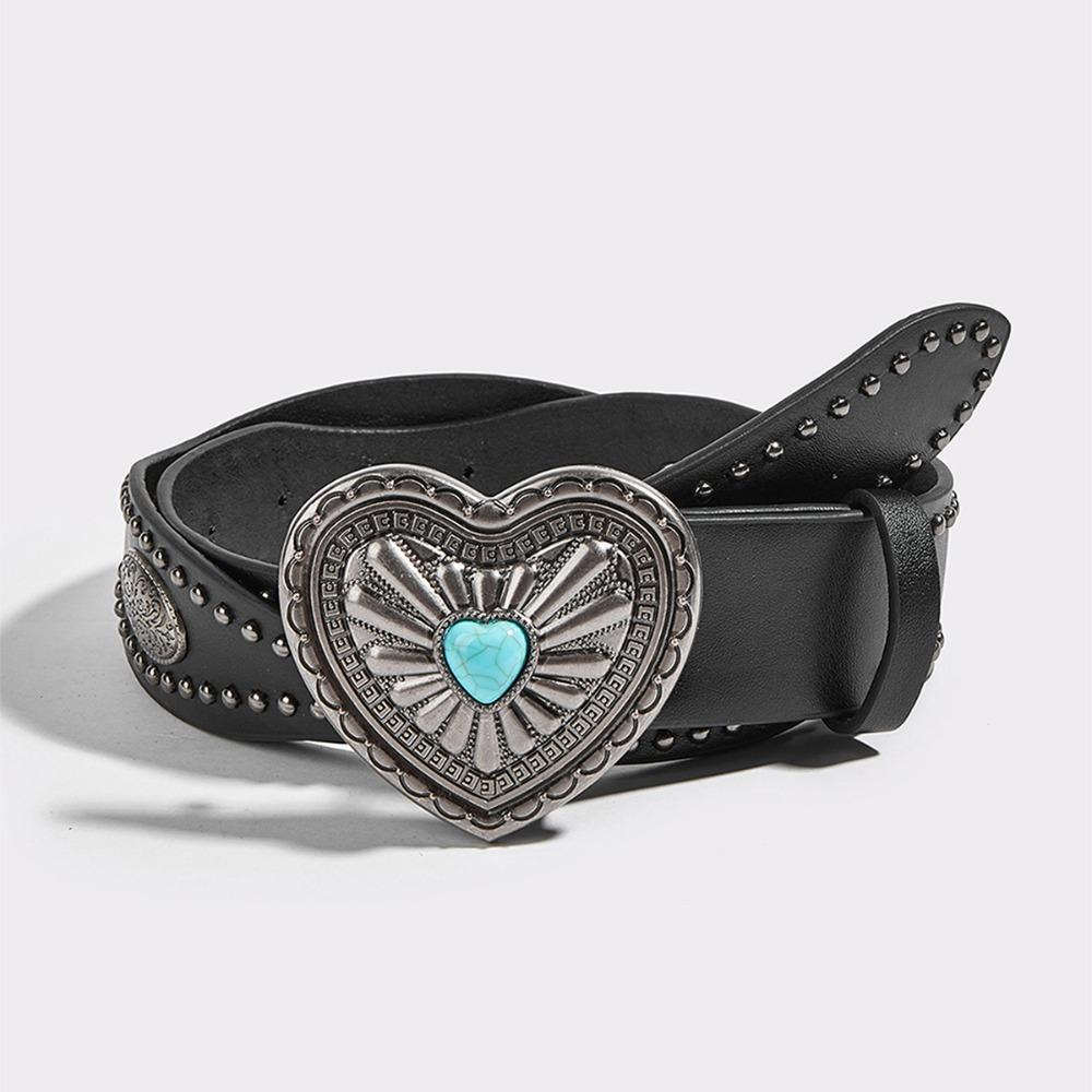 Punk Wide Waistband Korean Style Y2K Girl Waistband Adjustable PU Leather Rivet Belt  Outdoor