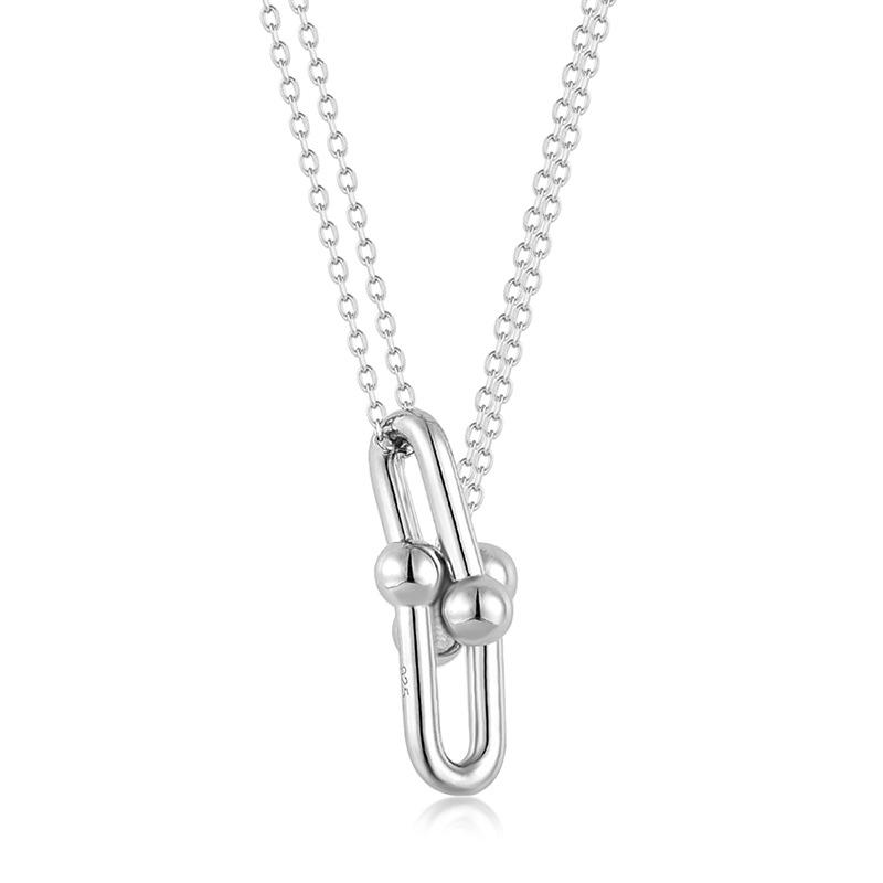 Geometric Irregular S925 Sterling Silver Pendant Necklace for Women 925 Silver