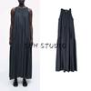 Spring New Women's Clothing Round Neck Sleeveless High Waist A- Line Casual Version Pleated Long Dress 1266203