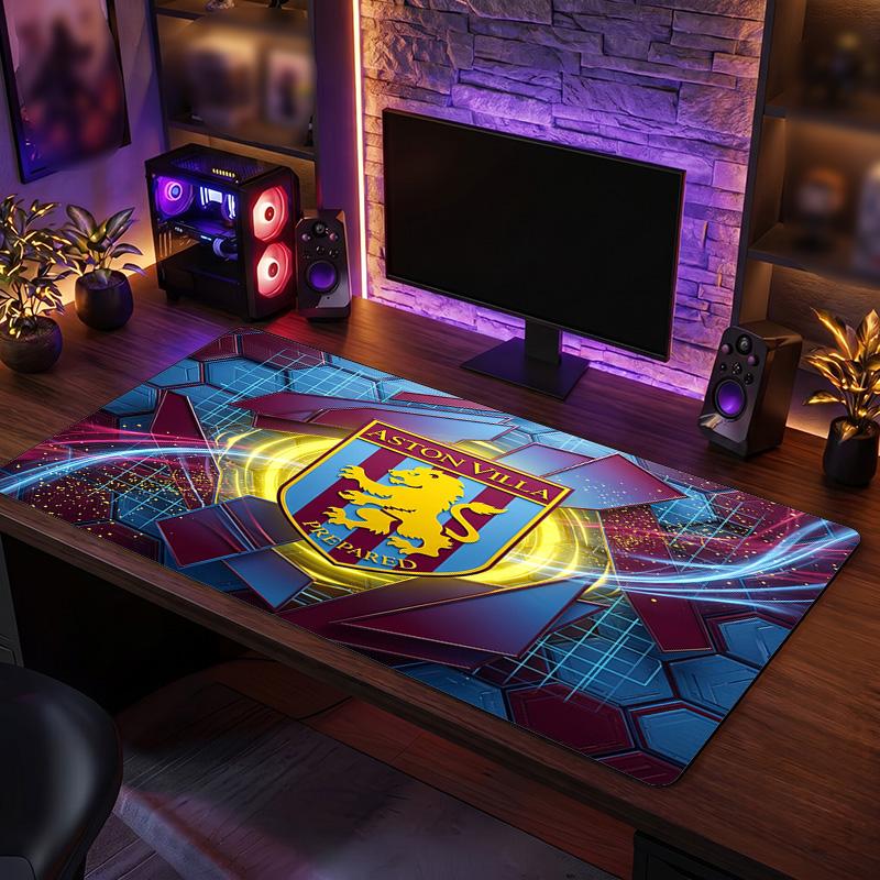 Tappetino per Mouse Grande Stampa Calcio Aston Villa, Tappetino Esteso Antiscivolo per Scrivania da Gioco per Ufficio Casa