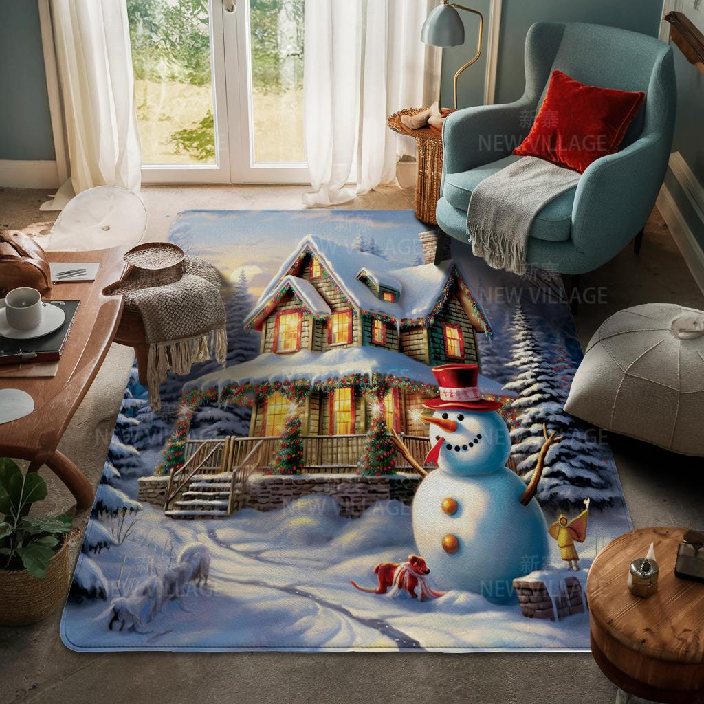 House Entrance Carpet Home Door Mat Living Room Bath Foot Bathroom Non-slip Water Absorption Rugs Bath Merry Christmas Winter