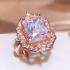 New Geometric Luxury White Zirconia Ring Women 925 Stamp Full Diamond Party Wedding Birthday Gift Jewelry Wholesale