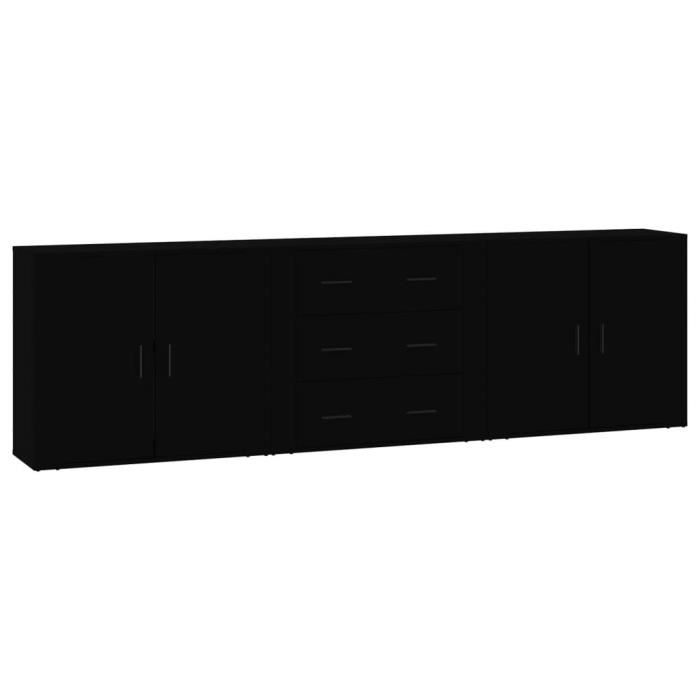 VidaXL Buffets 3 pcs noir bois d'ingénierie 3185400