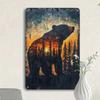 Vintage Metal Poster Bear Wall Art Nature Decor