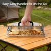 Eco-friendly Bamboo Tray with Acrylic Lid - Portable Wooden Plate for Camping, Picnics, and Restaurants