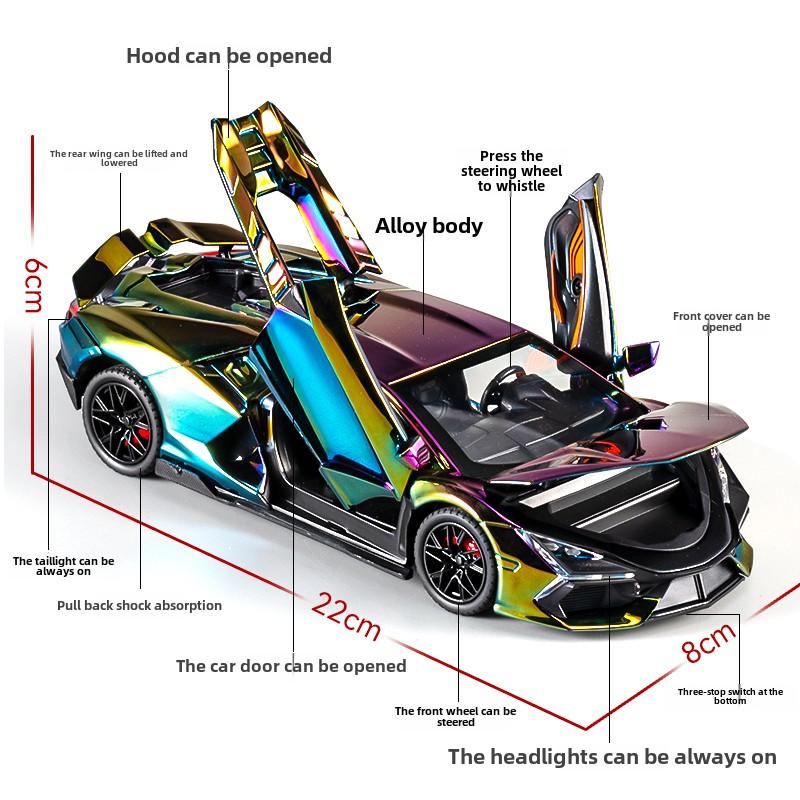 Simulation 1/24 Lamborghini Revuelto Super Car Model with Sound Light Children Boy Birthday Gift Miniature Voiture Home Decor