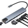 8-in-1 USB-C-Hub Typ-C auf HDMI 4K 30Hz USB 3.0 PD-Laden Kartenleser Multi-Port-Adapter für Laptop MacBook