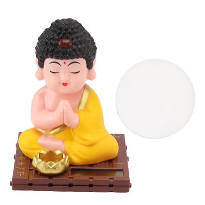 Buddha Figurine Solar Nodding Bright Colors Durable Plastic Lifelike Buddha Statue for Home Car