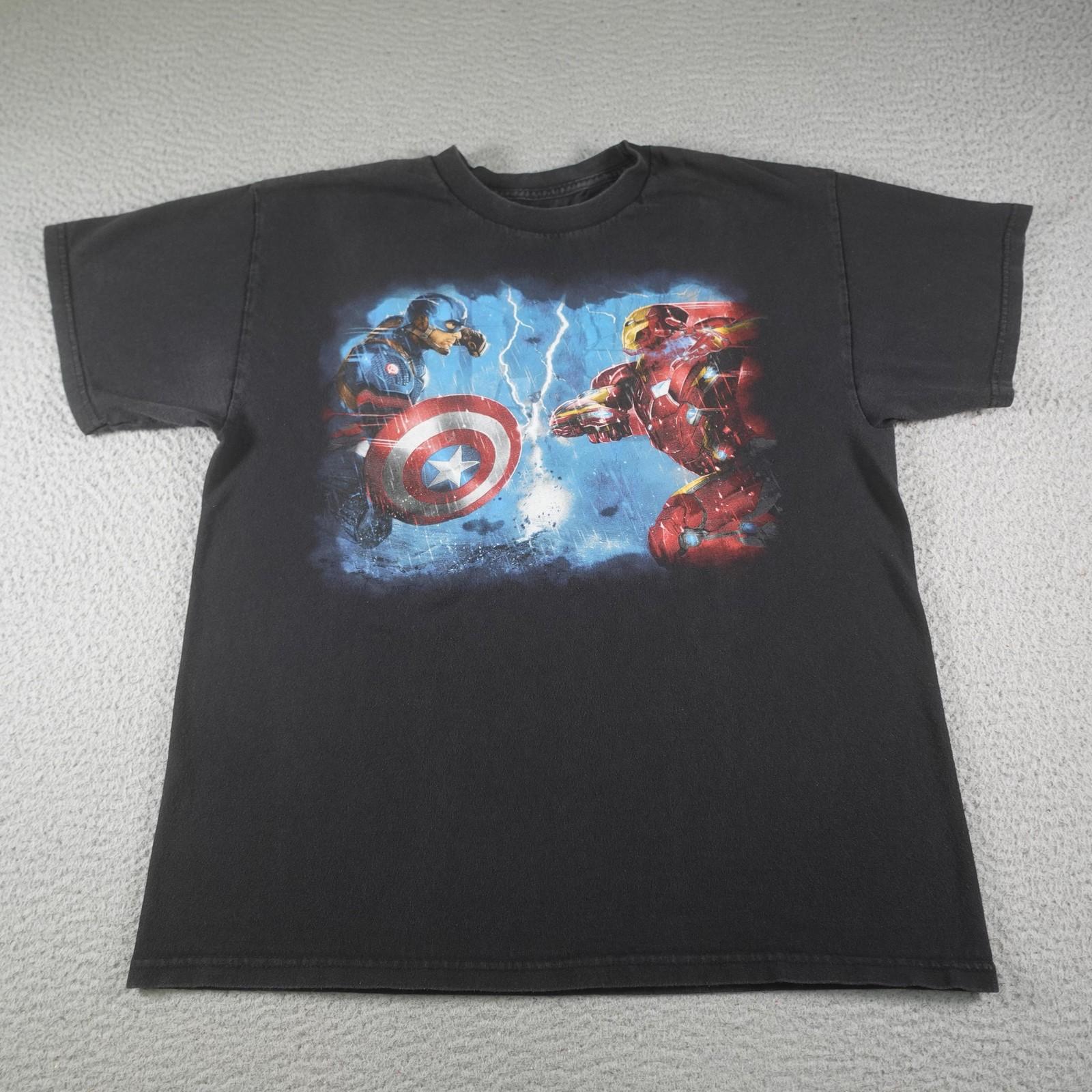 Marvel Captain America Iron Man Civil War Shirt Mens Large Black Graphic Tee Unisex T-Shirt XXL