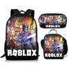 New Roblox Student School Bag Roblox Digital Printing Backpack Three-piece Set Lunch Bag Pencil Case