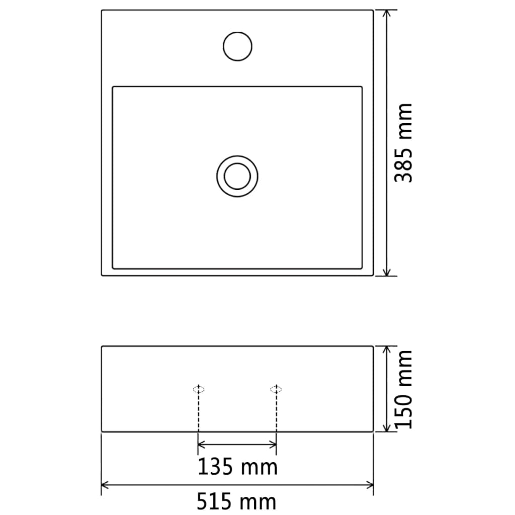 vidaXL Sink with Faucet Hole Ceramic White 51.5x38.5x15 Cm