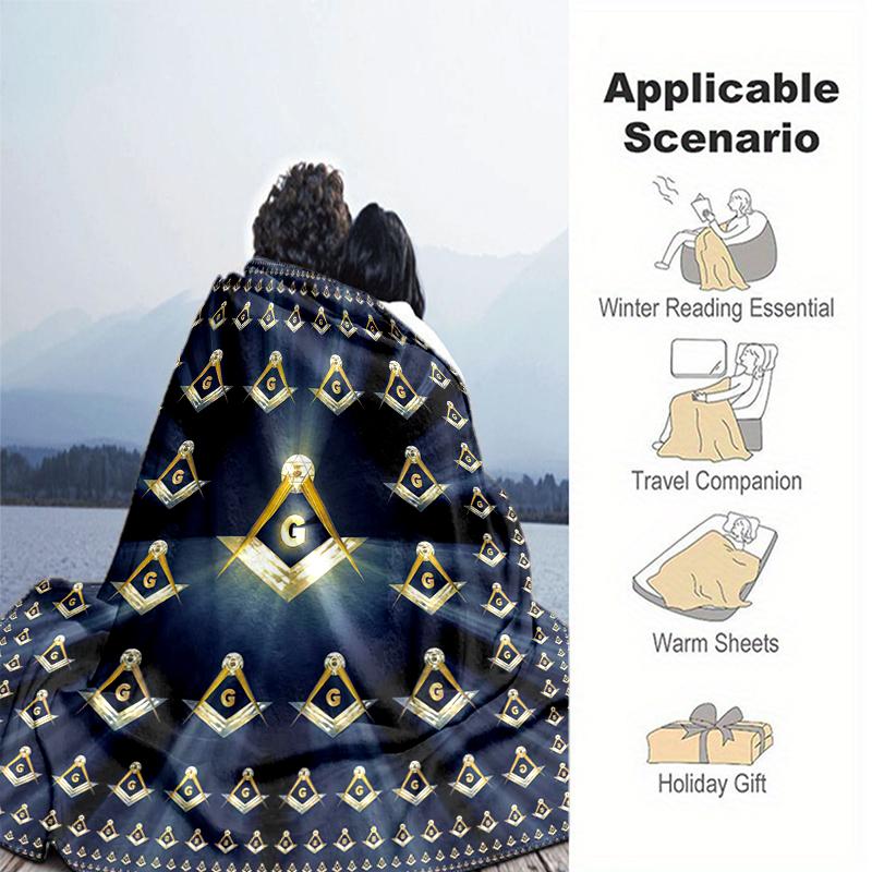 1PC The Square-of Freemasonry Printed Blanket, Al Season Lightweighsonry Blanket Home Office Outdoor Nap Multifuncsonry Blanketional Blanket