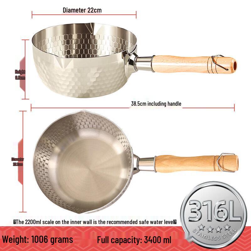 Qiwei 316 Stainless Steel Yukihira Pot