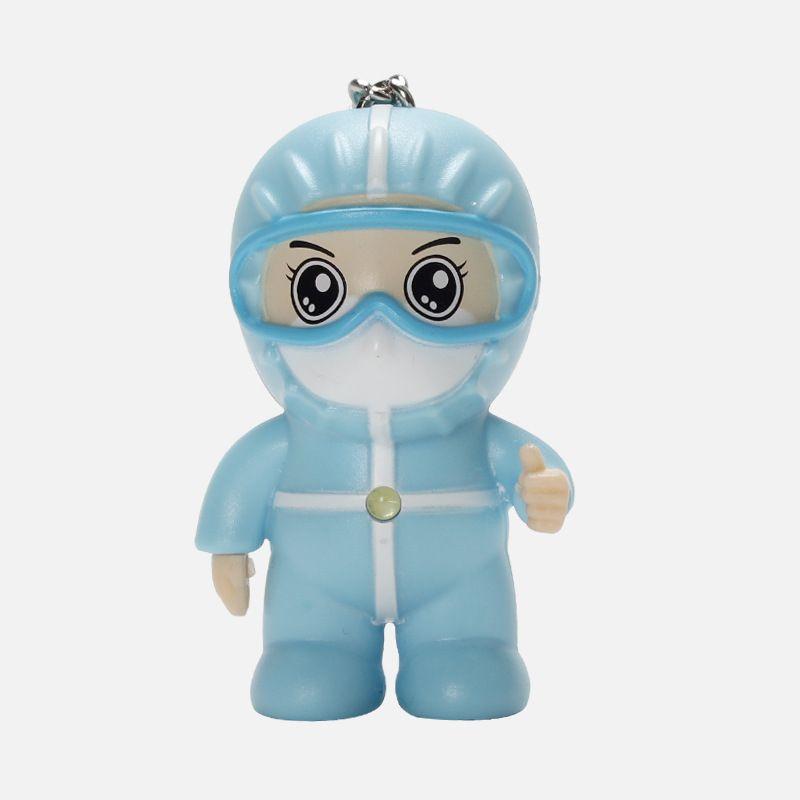 

Светодиодный противоэпидемический сувенир Светящийся брелок Мультяшный ангел Мини доктор Медсестра синий