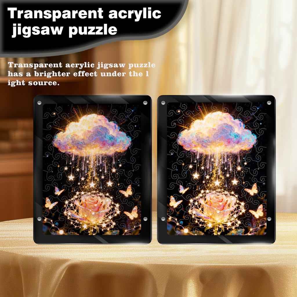 Dream Nebula Clouds Big Rose Puzzle Decorative Ornament Translucent Acrylic Puzzle