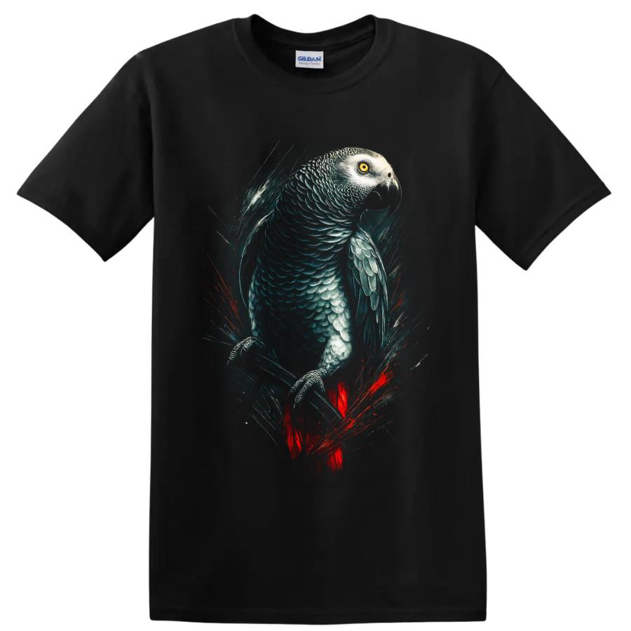Graupapagei T-Shirt Lebendige Realistische Vogelkunst Tierliebhaber T-Shirt Geschenk